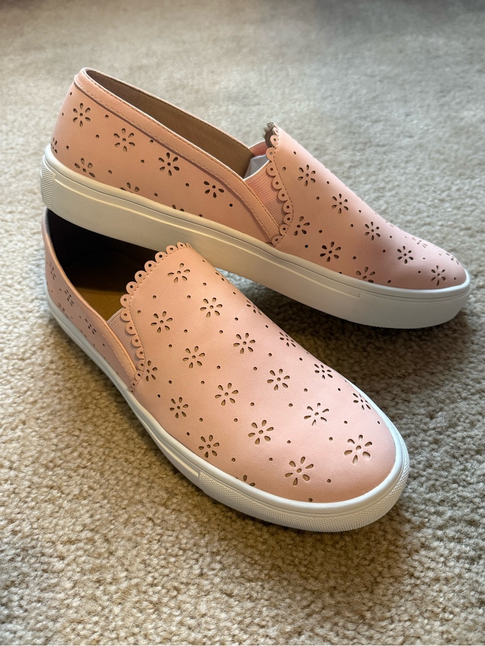 LOFT Blush Pink Floral Laser-Cut Slip-On Sneakers
